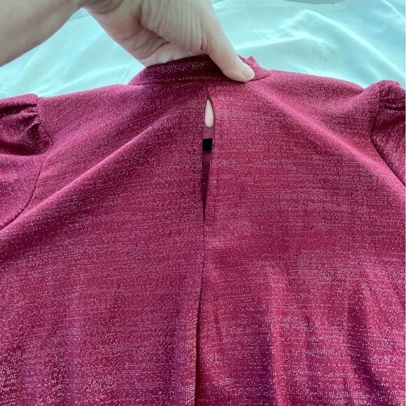 Lane Bryant Mock-Neck Keyhole Top With Ruched Sides Size 26 / 28 Holiday Red - Picture 8 of 13